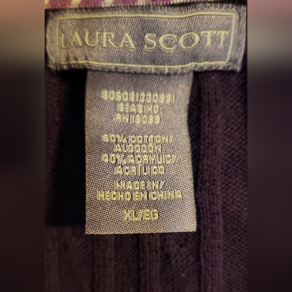 Laura Scott Deep Purple Cable Knit Cardigan - Picture 3 of 3